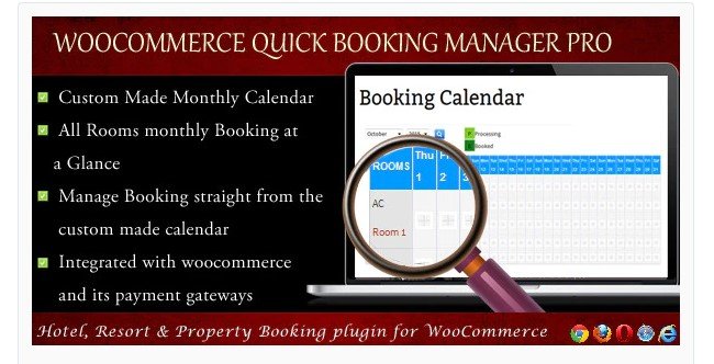 WooCommerce Quick Resort & Hotel Booking Calendar